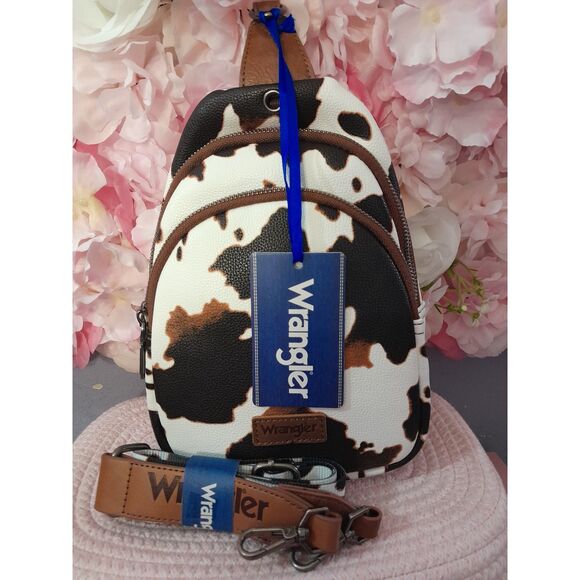 Wrangler Western Crossbody Sling Bags Backpack Chest Bag Cow Print - Picture 1 of 4